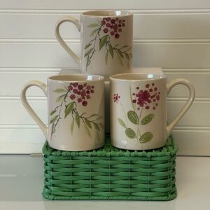 Corelle Coordinates Wine Berries Stoneware Coffee Mugs Set of 3 RETIRED EUC